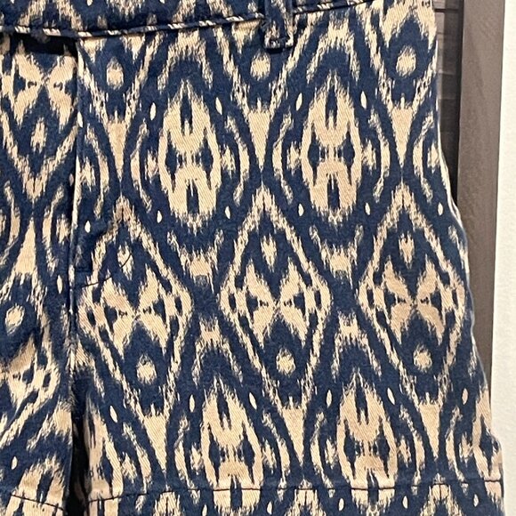HENRY & BELLE IKAT Trouser Flat Front Shorts 25 Women's Chino Short Brown Blue - Picture 3 of 7